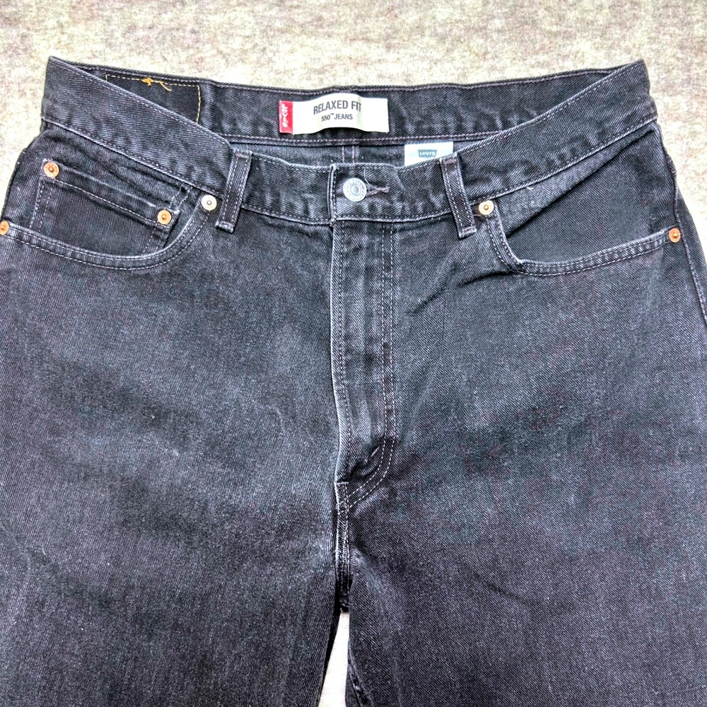 EUC Levis 550 Relaxed Fit Jeans Mens W36 L34 Black Wash Grunge‎ Denim Jeans